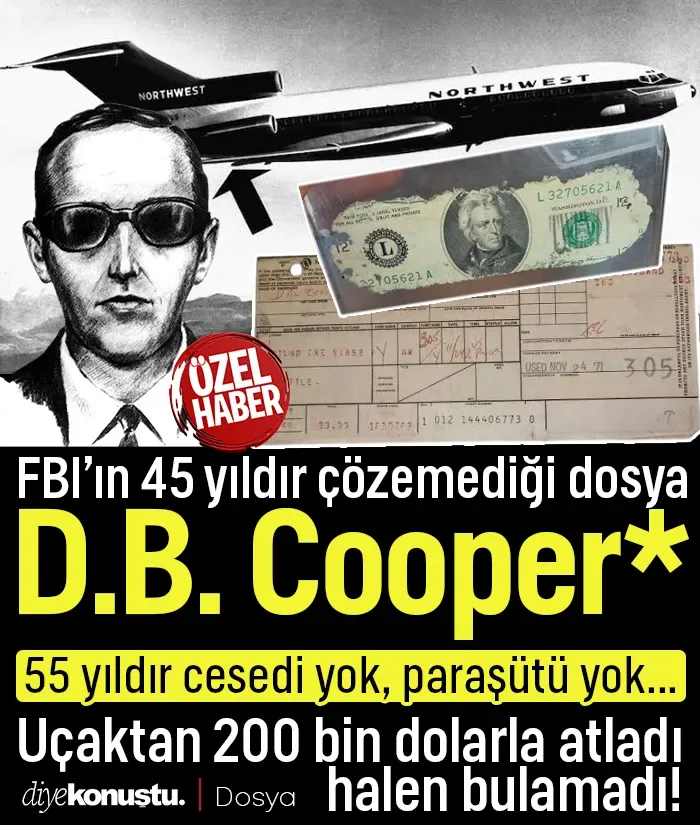 Kim bu D.B. Cooper? FBI’ın çözemediği dosya: 200 bin dolarla uçaktan atladı; cesedi yok, paraşütü yok