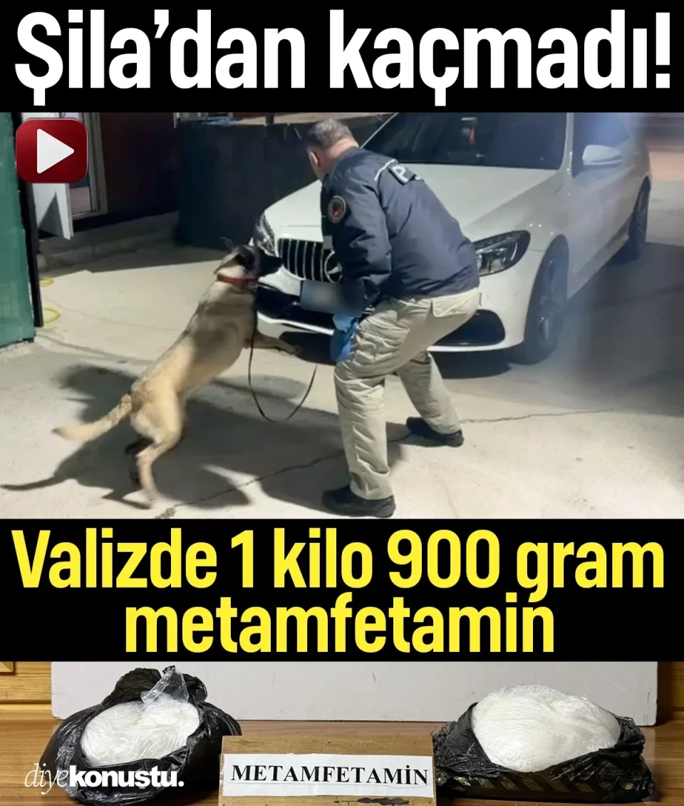 Samsun'da Şila’nın burnundan kaçmadı: Valizde 1 kilo 900 gram metamfetamin