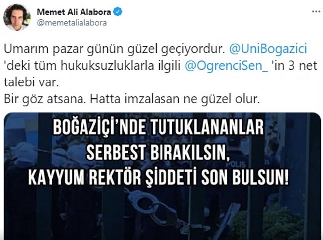 Alabora’dan Boğaziçi protestolarına destek