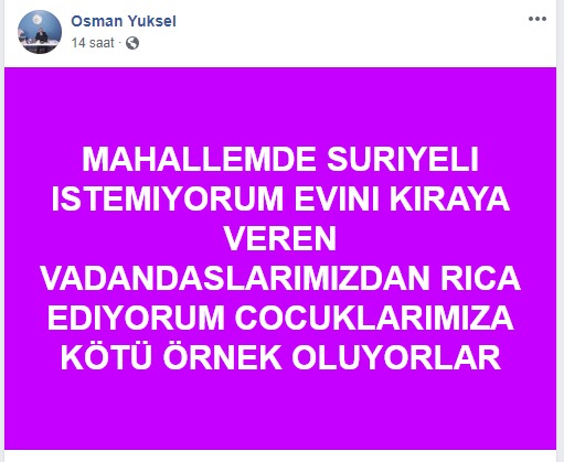 Muhtar isyan etti: Mahallemde Suriyeli istemiyorum