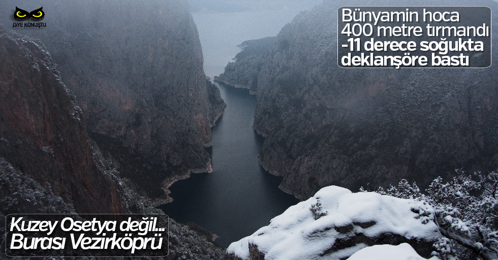 Şahinkaya Kanyonu, beyaza büründü