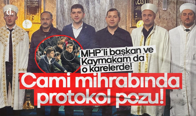 Samsun’da cami mihrabında protokol pozu! MHP’li başkan ve kaymakam da o karede
