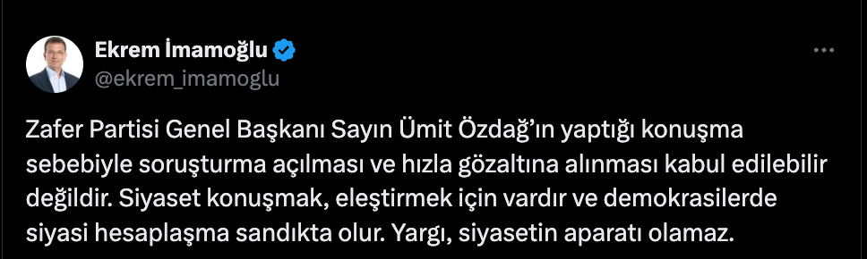İmamoğlu'ndan Özdağ tepkisi: Yargı siyasetin aparatı olamaz
