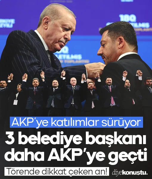 AKP'ye katılımlar sürüyor: Erdoğan 3 belediye başkana daha rozet taktı