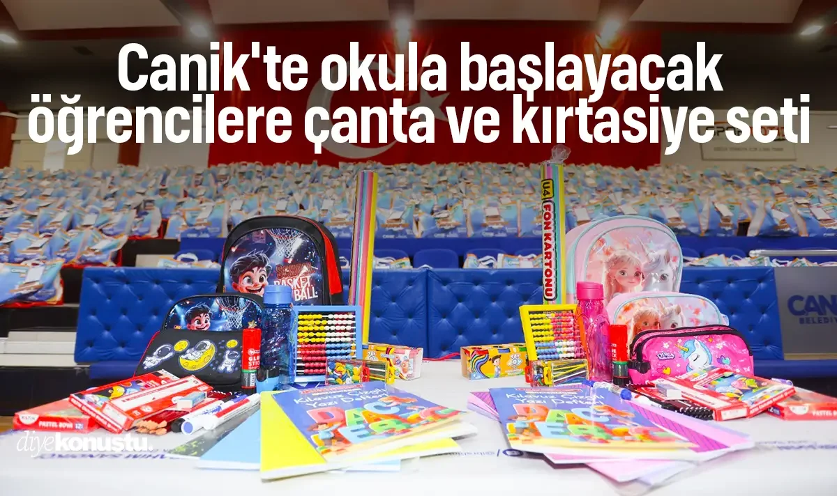 Canik'te okula başlayacak öğrencilere çanta ve kırtasiye seti