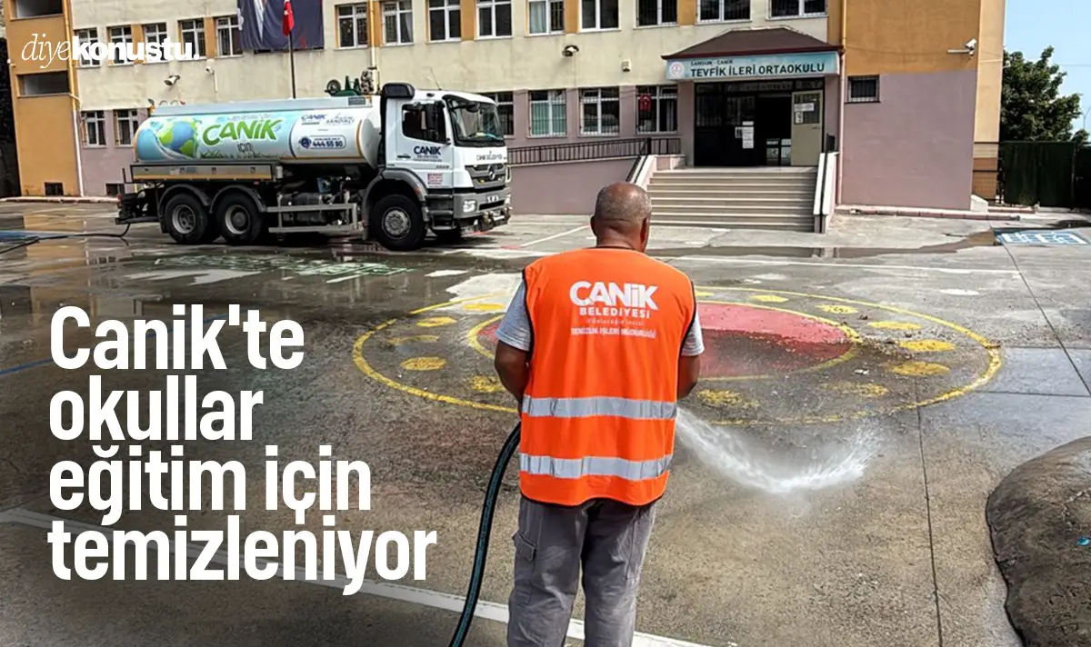 Canik'te okullar eğitim için temizleniyor