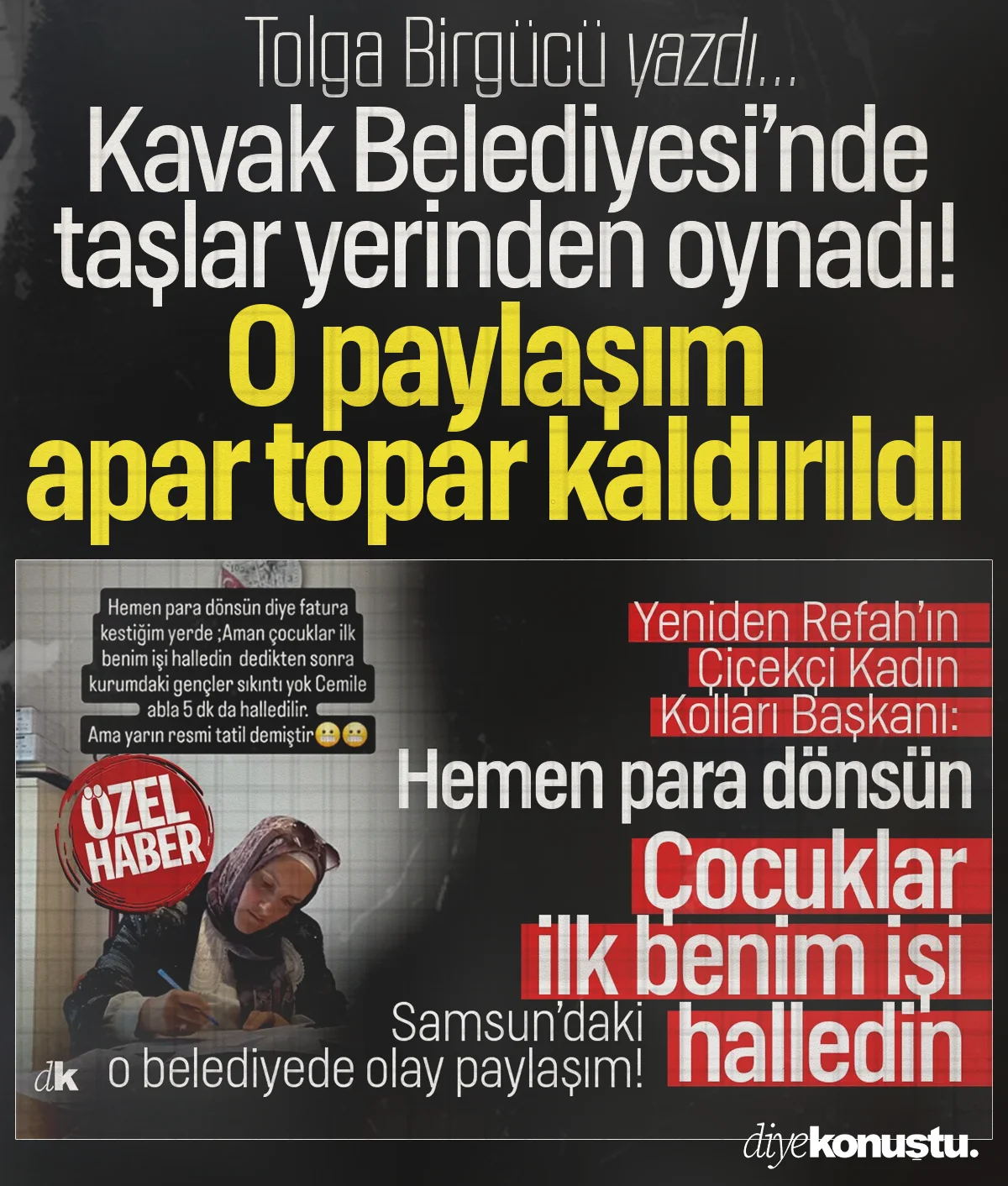 diyekonustu.com yazdı, o paylaşım apar topar kaldırıldı! Kavak Belediyesi'nde neler oluyor?