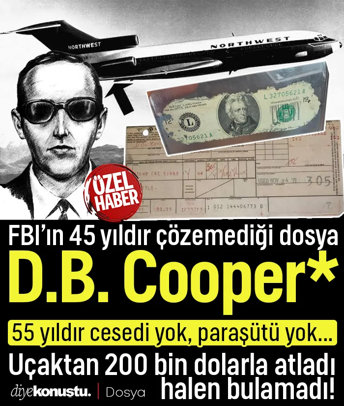 Kim bu D.B. Cooper? FBI’ın çözemediği dosya: 200 bin dolarla uçaktan atladı; cesedi yok, paraşütü yok