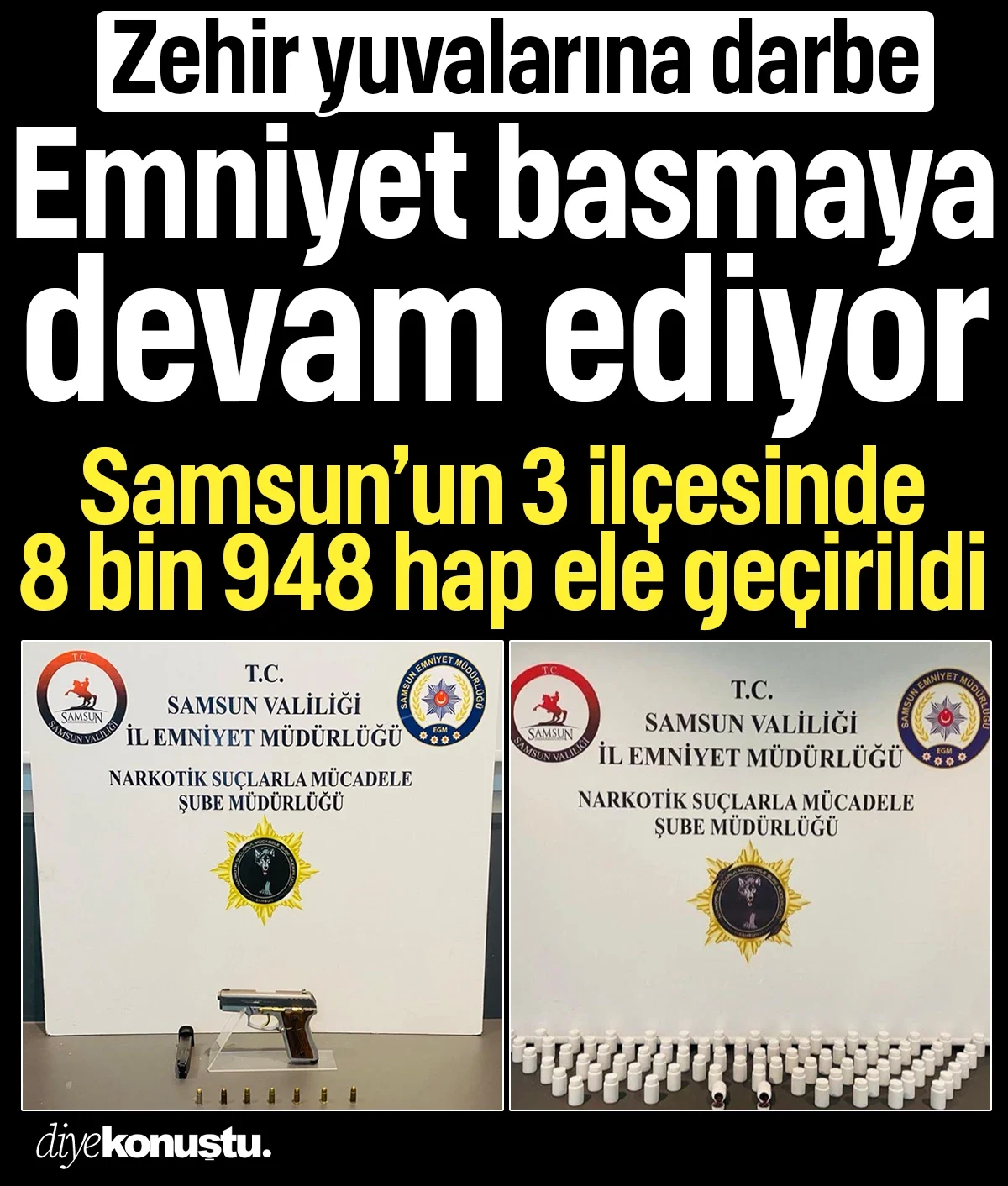 Samsun Emniyeti zehir yuvalarını bastı: 3 ilçede 8 bin 948 hap ele geçirildi