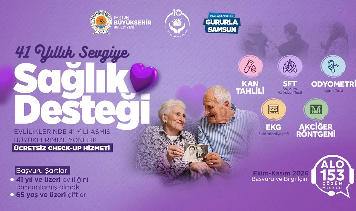 Samsun’da 41 yıllık evli çiftlere ücretsiz check-up