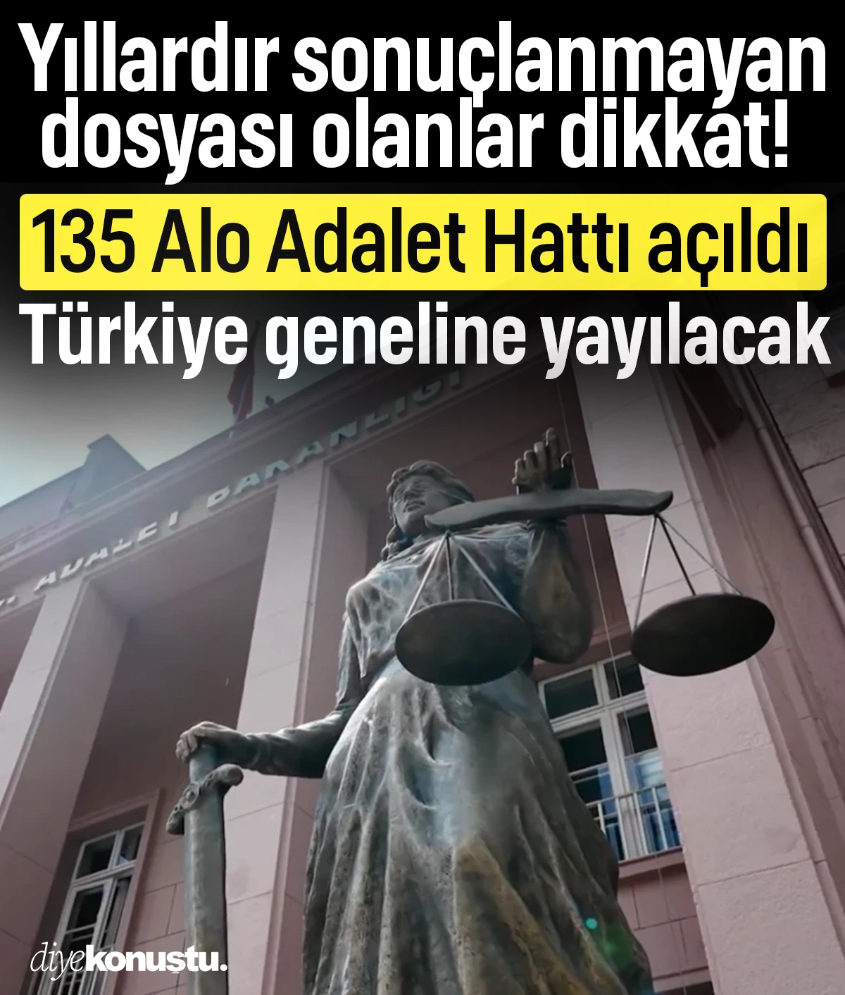 Yıllardır sonuçlanmayan dosyası olanlar dikkat! 135 Alo Adalet Hattı açıldı