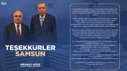 AK Parti Samsun İl Başkanı Mehmet Köse'den “Teşekkürler Samsun” mesajı