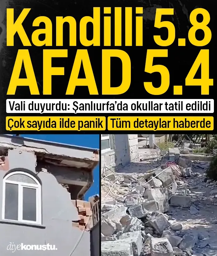 Şanlıurfa’da 5,4’lük deprem! AFAD ve Kandilli farklı açıkladı, okullar tatil edildi, bazı evler hasar gördü