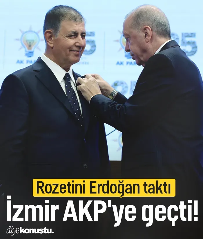 İzmir AK Parti'ye geçti! Cemil Tugay'ın tozetini Erdoğan taktı