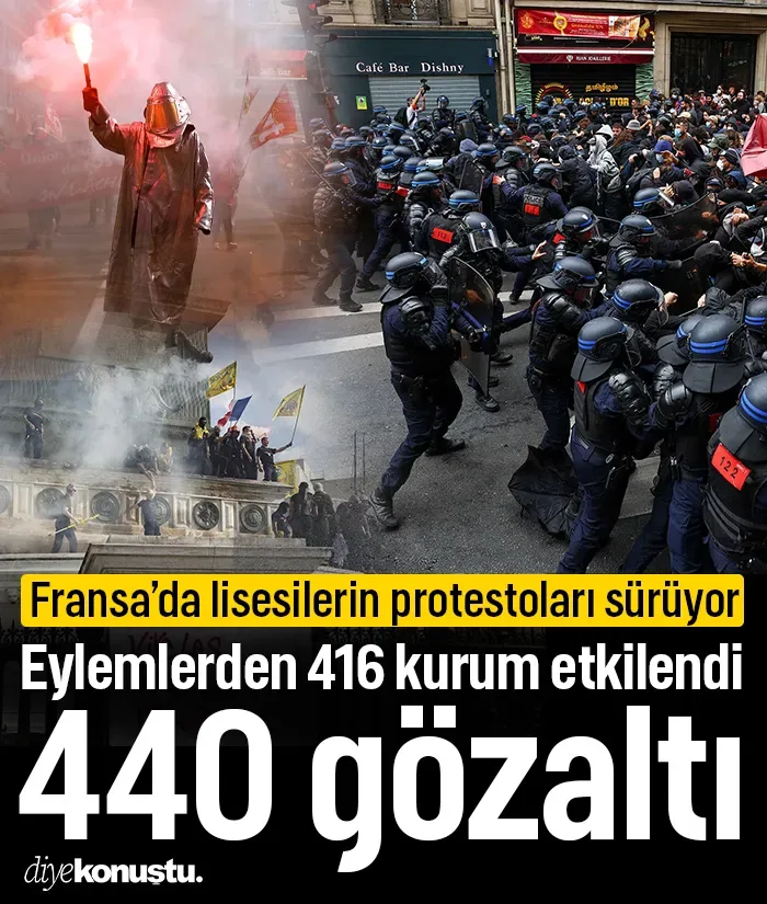 Fransa’da liselilerin eylemleri büyüyor: 416 eğitim kurumu etkilendi, 440 gözaltı var