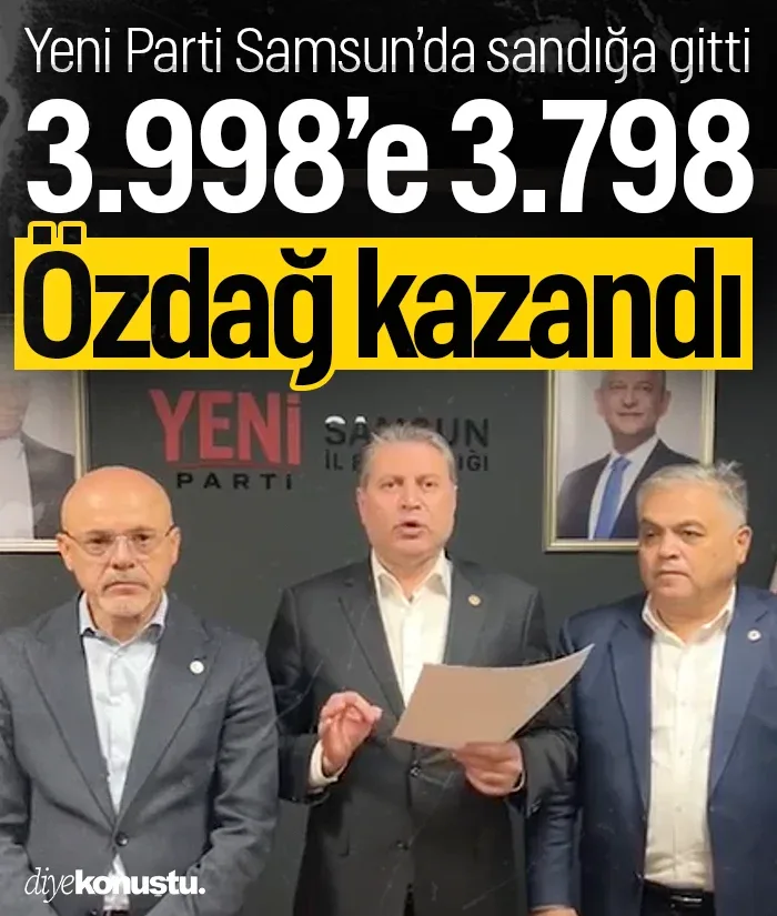 3.998'e 3.798 oy! Yeni Parti Samsun’da Mehmet Özdağ yeniden il başkanı seçildi