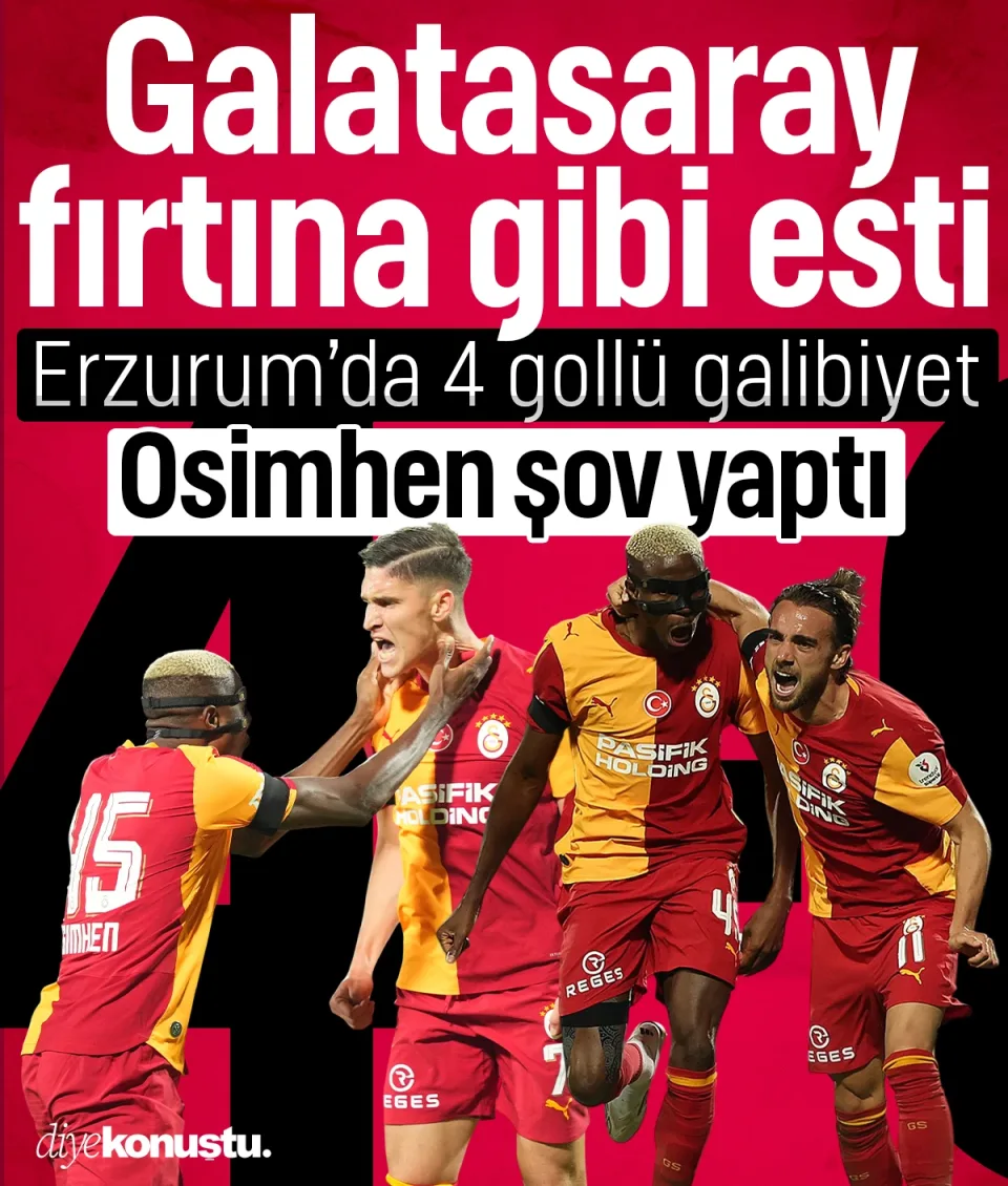 Galatasaray fırtına gibi esti: 3 puanı 4 golle aldı