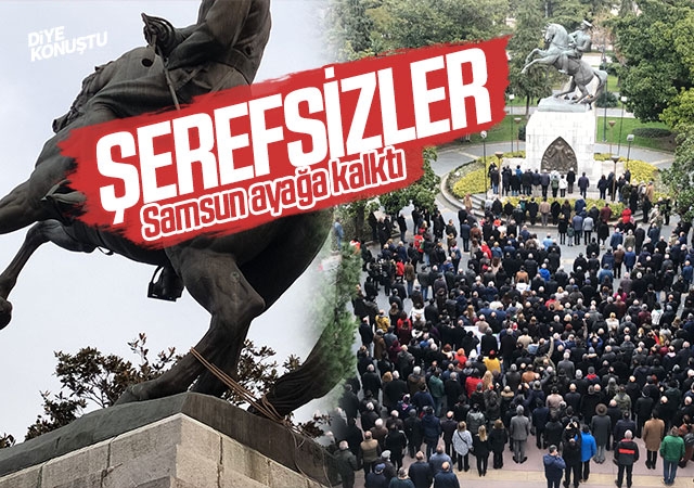 Şerefsizliğin böylesi!: Samsun’da Onur Anıtı’nı yıkmaya çalıştılar