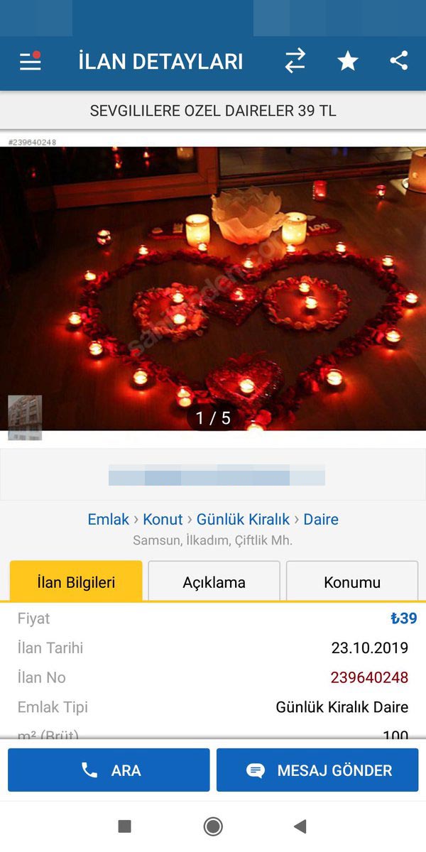 Günlük kiralık daireler sevgiliye 39 TL!