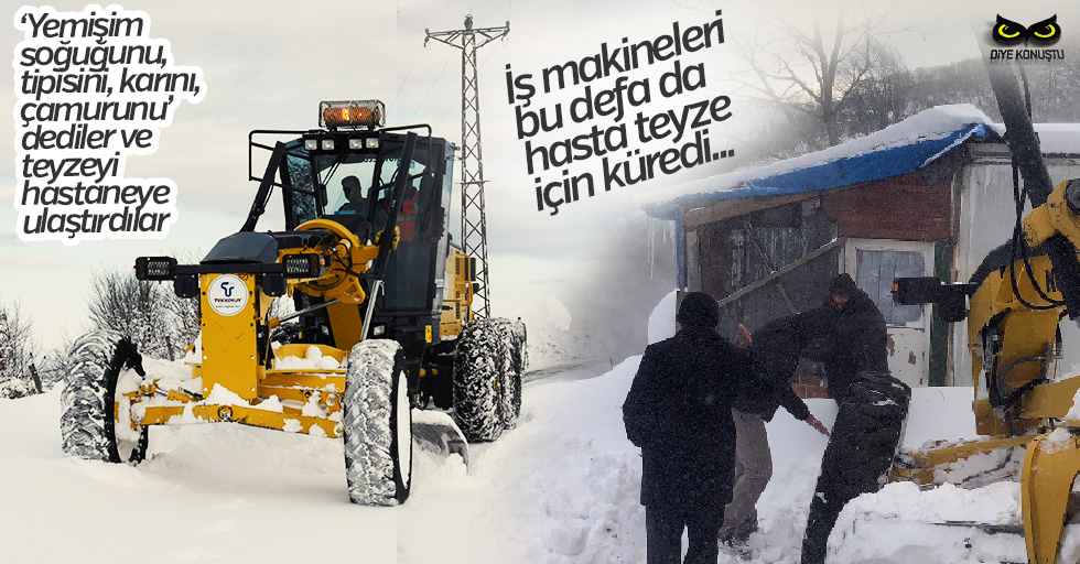 Samsun’da yaşlı kadın için dağ tepesinde kar kürediler