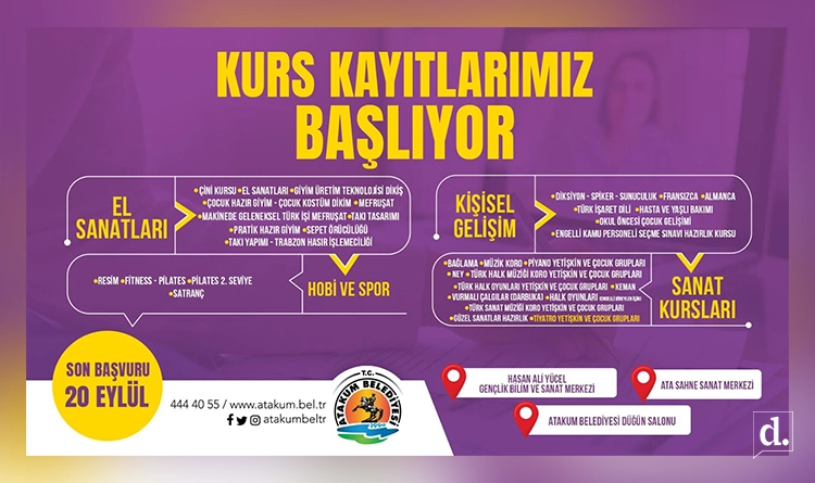 Atakum Belediyesi kurs düzenliyor! Yok yok…